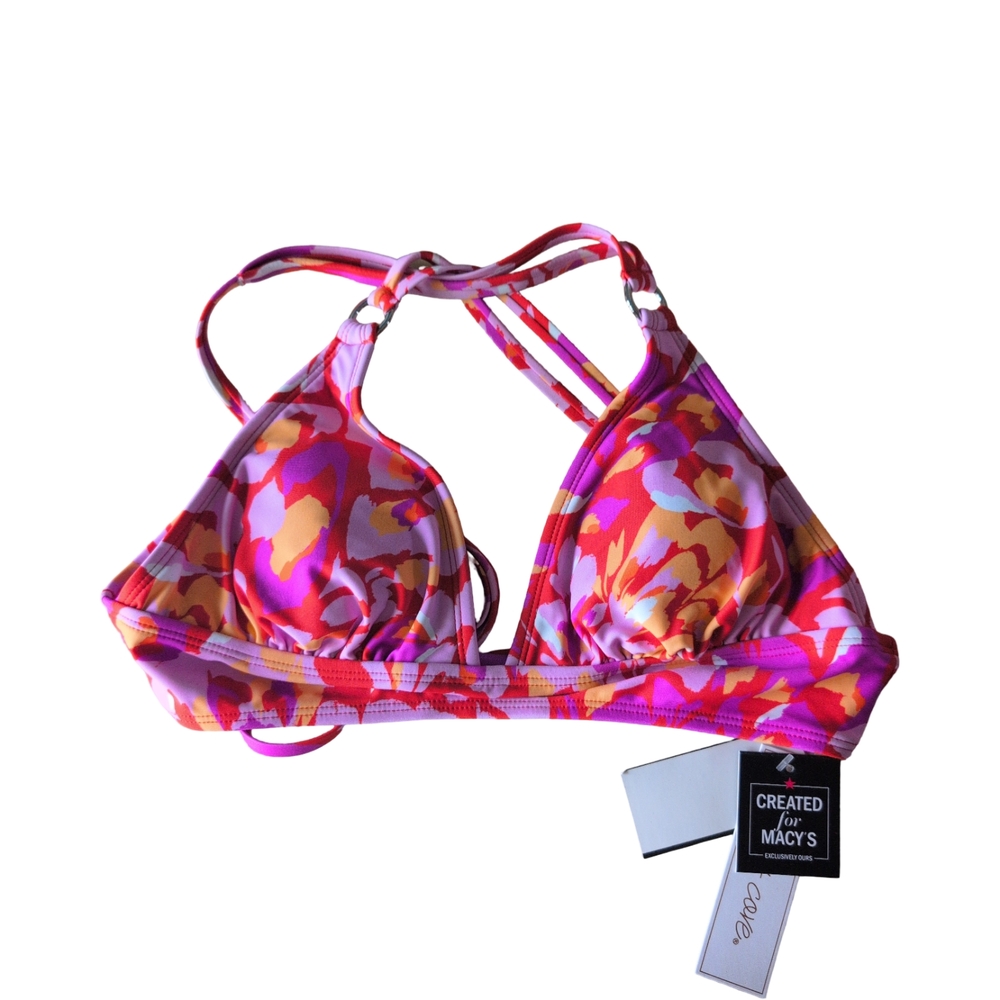 Salt + Cove Pink and Orange Bikini Top